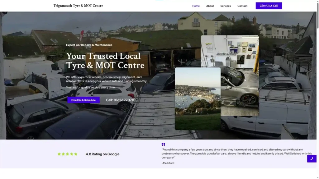 Website Design, Build & Hosting for Teignmouth Tyre & MOT Centre.